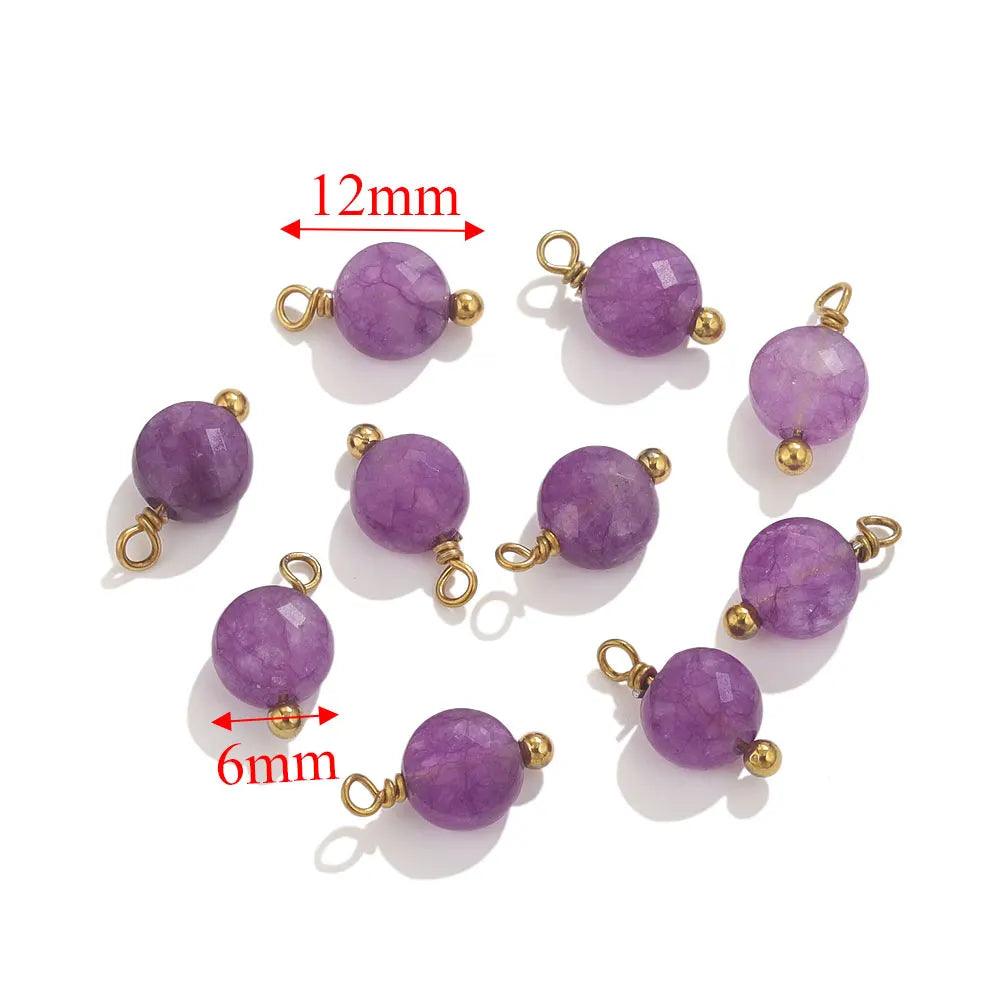 10pcs Stainless Steel Natural Stone Cahrms For Earring Bracelets DIY Handmade Pendants Jewelry Making Dangles Findings Material
