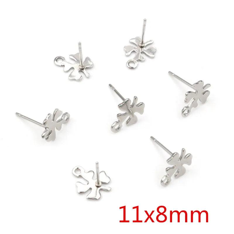 20pcs 316L Stainless Steel Geometric Earring Stud Posts Connector Fashion Styles DIY Jewelry Making Findings Accessories