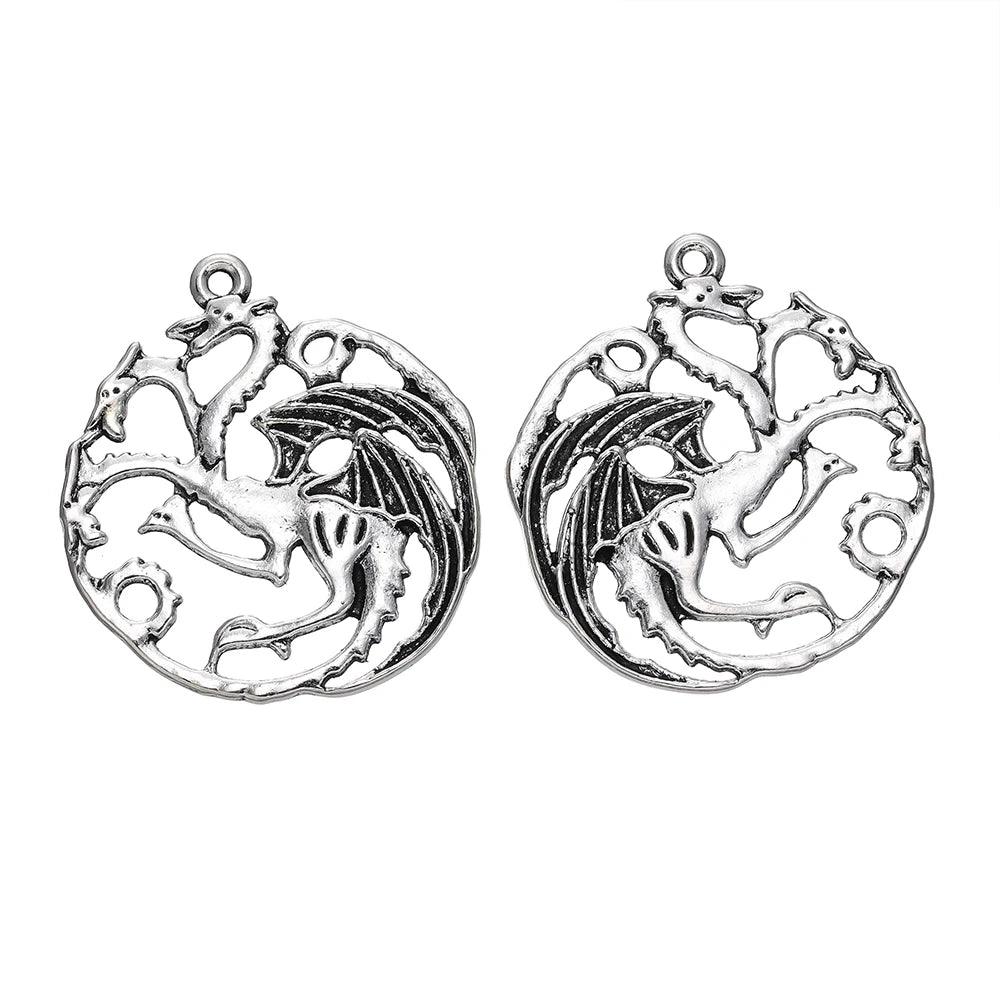 5pcs/lot Retro Style Alloy Dragon Pendants Punk Bracelet Metal Charms For DIY Necklace Crafts Jewelry Making Accessories