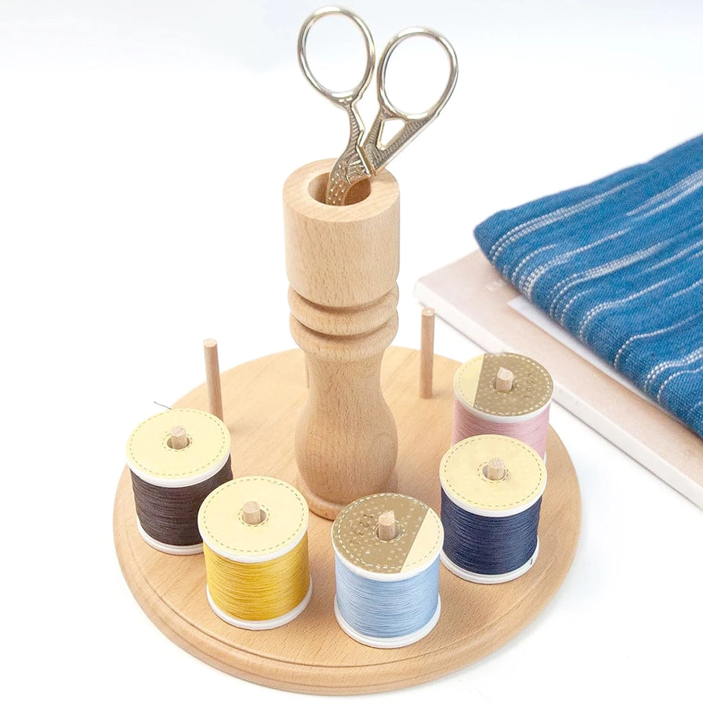 Thread Holder 8 Spools Organizer Space Saving Sewing Bobbin Holder Pine Wood Embroidery Thread Stand for Sewing Quilting