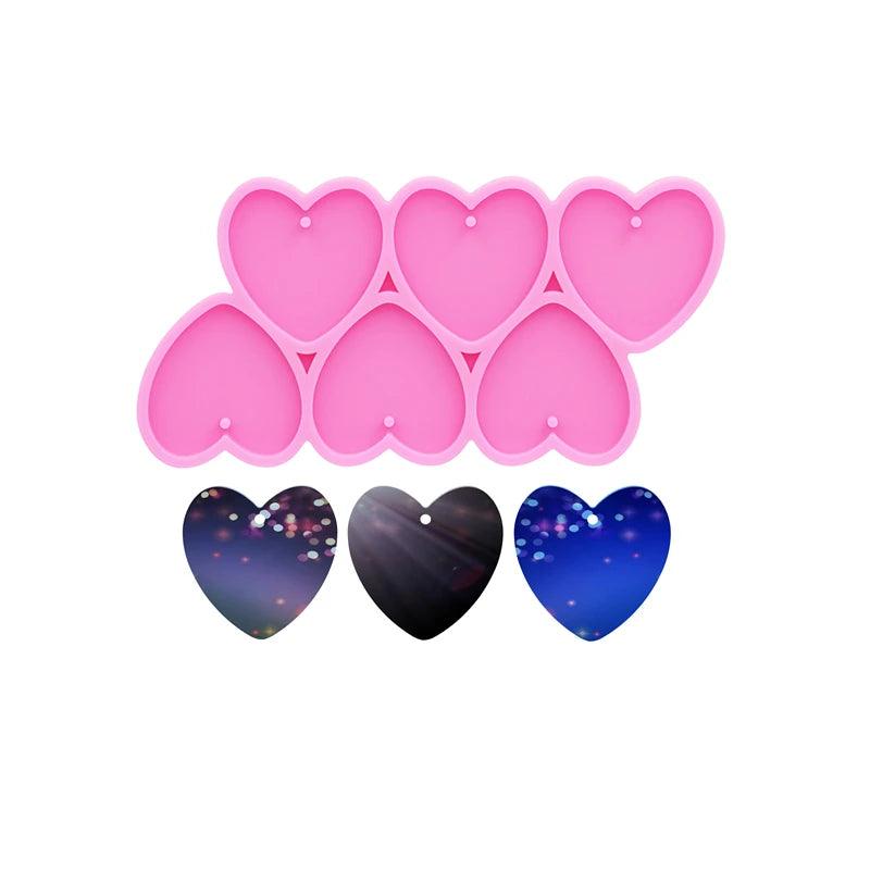 GJ-226 Shiny Heart Shape DIY Epoxy Resin Silicone Mold Peach Heart Keychain Earrings Necklace Jewelry Accessories Molds