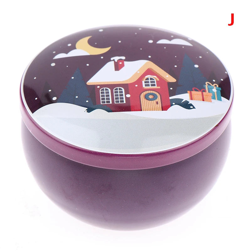 Portable Travel Christmas Aromatherapy Candle Jar Christmas Scented Candle Tin Jar Portable Travel Soy Wax Plant Candle Gift Box