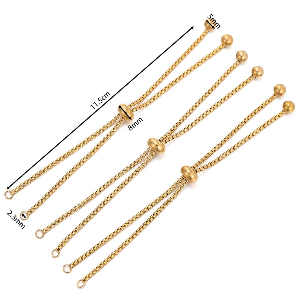 3pcs/lot Adjustable 304 Stainless Steel Bracelet Makings Slider Extender Box Chains with Ball Ends for DIY Jewelry Making