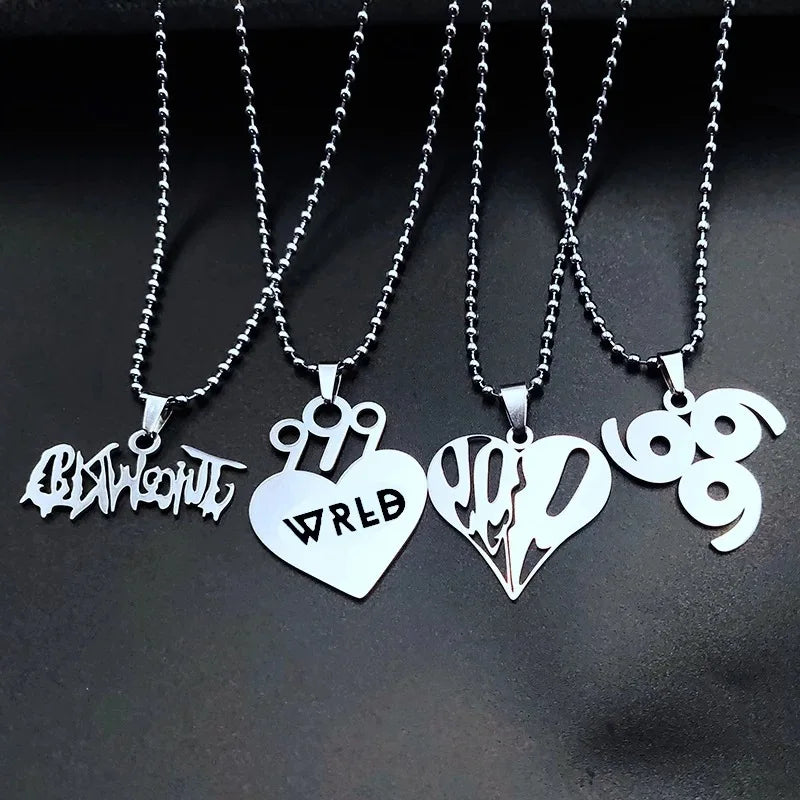 JUICE and Wrld Necklace Rapper Singer Letter Name Same Chain Necklace Fans Souvenir Jewelry Gift Stainless Steel Pendant