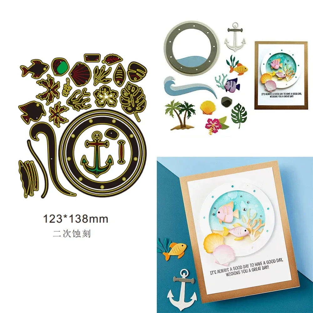 Metal Cutting Dies Window Fence Frame Potted Plant Tree Sun Moon Cloud Die for DIY Scrapbooking Album Decorative Paper Craft