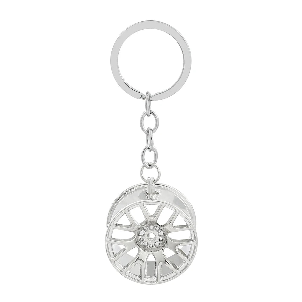 Wheel Rim Keychain 3D Model Keyring Creative Accessories Racing Wheels Key Holder for Car Lovers Pendant Gift