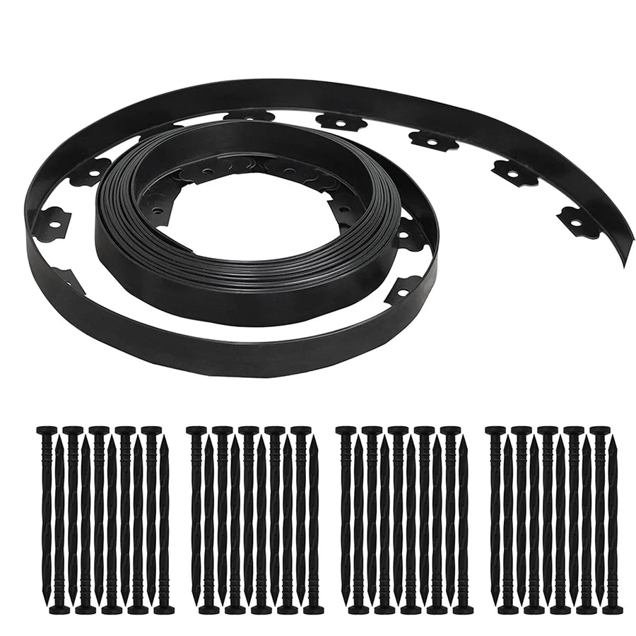 10 meters landscape edging kit, garden edging coil 30 nails, no digging lawn edge design, grass stone isolation belt garden gree