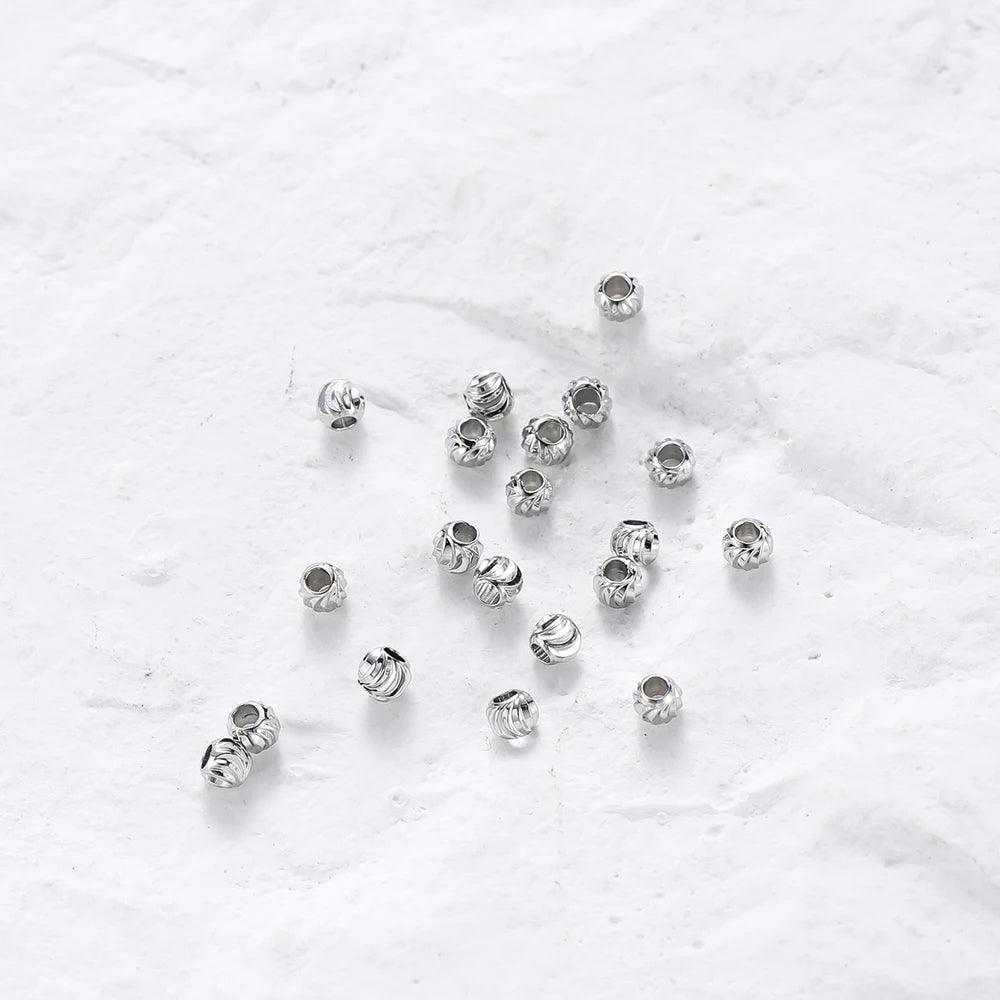 20pcs/lot 18K Gold Plated Striped Cut Flower Beads Earring Necklace Loose Spacer Beads Bulk For DIY Jewelry Wholesale Findings