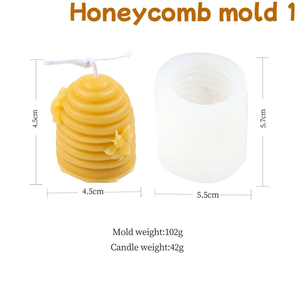 3D Bee Honeycomb Candle Molds Beehive Pillar Silicone Mold DIY Homemade Beeswax Scented Plaster Candle Soap Mold Home Decor