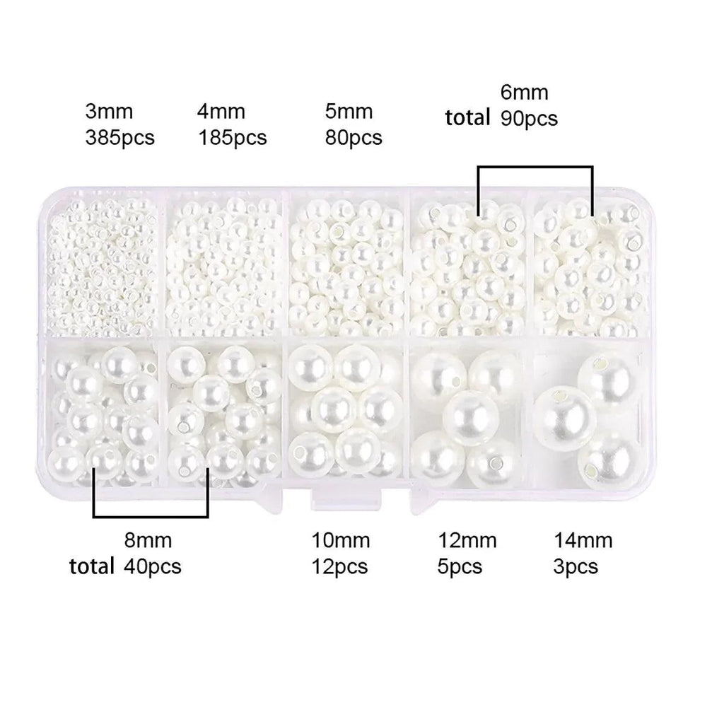About 800pcs ABS Pearl Set Box Beads DIY Handmade Earrings, Bracelets, Necklaces, Mobile Phone Chains and Decorations