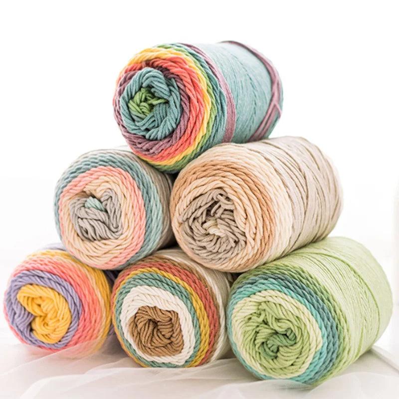 5pcsX100g Rainbow Yarn 5 Strand Segment Dyed DIY Handmade Yarn Knitted Sweater Hat Scarf Sofa Cushion Cake Yarn 193M