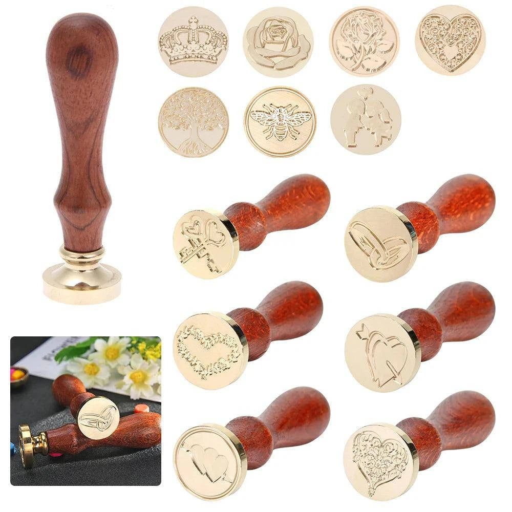 Gold-plated Brass Head Retro DIY Envelope Wax Seal Stamp Head Sealing Wax Stamps Wedding Decorative Invitation Dropshipping - Winord