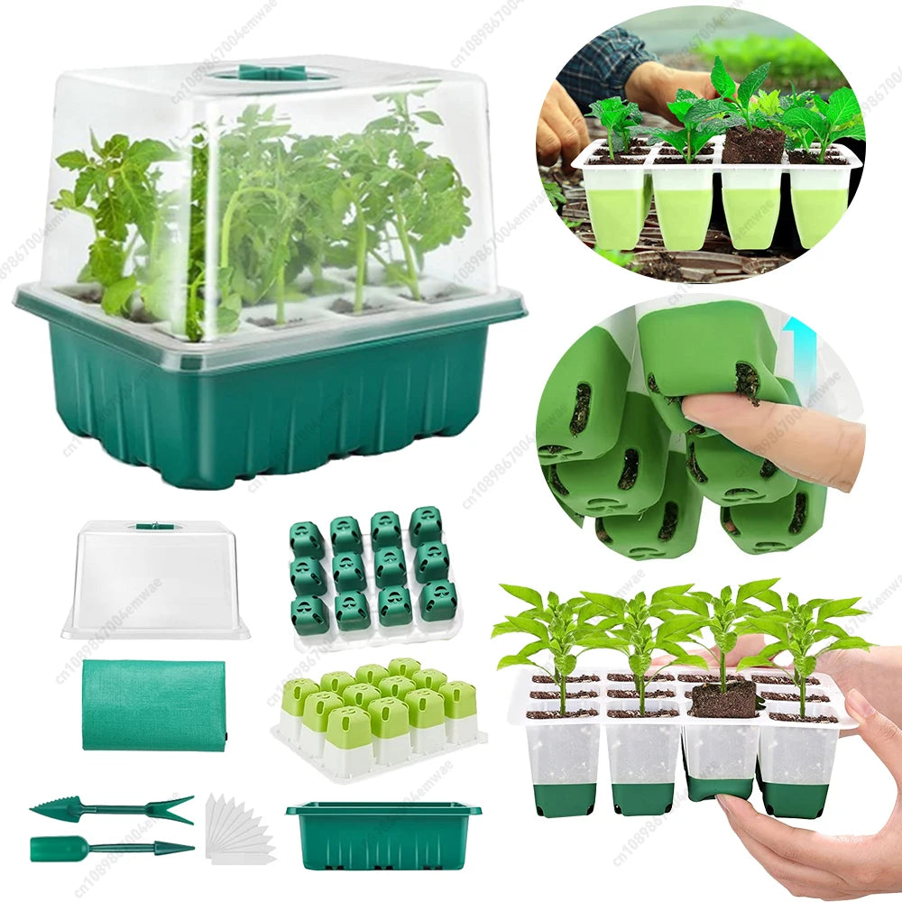 12 Holes Nursery Seedling Dish Plastic Garden Nursery Pots Planters Nursery Seedling Trays Seed Starter Trays Plant Accessories