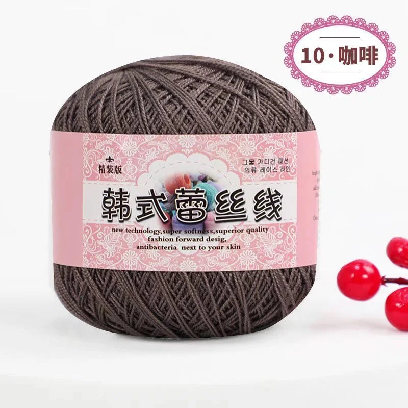 Pure Cotton Lace Crochet Thread No 8 Ice Silk 50g Yarn