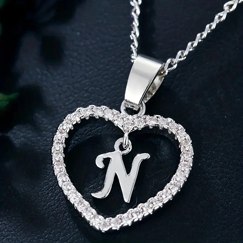 Bohemian Style Heart-shaped Letter Pendant Necklace, Wedding Party Gift For Men And Women,Delicate Gift for Men And Women