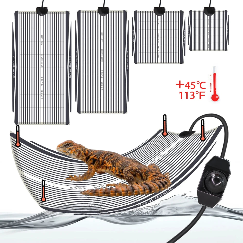 5W 15W 25W 35W Graphene Reptiles Heating Mat with Adjustable Temperature Controller Terrarium Climbing Pet Heating Warm Pads