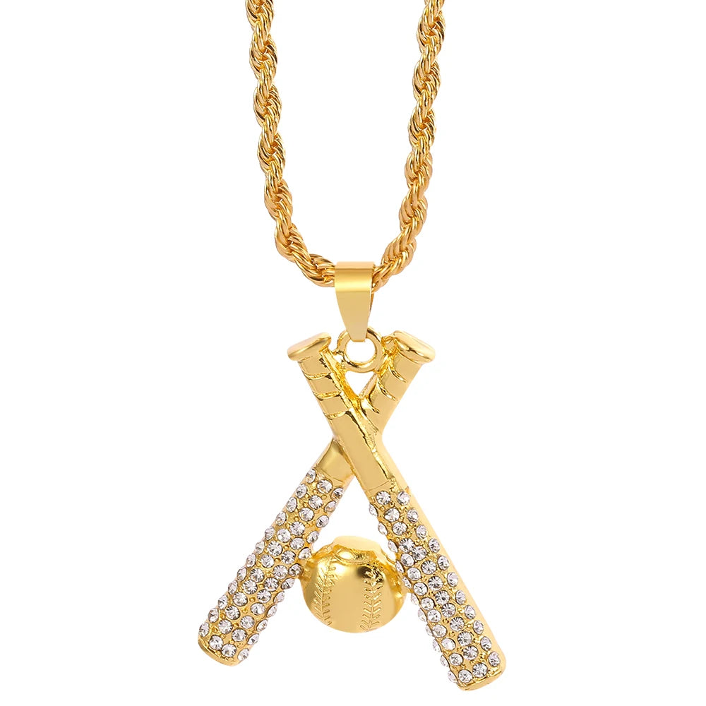 Fashion With Pendant Baseball And Baseball Bats Necklace Hip Hop Jewelry For Men And Women Accessories Pendants
