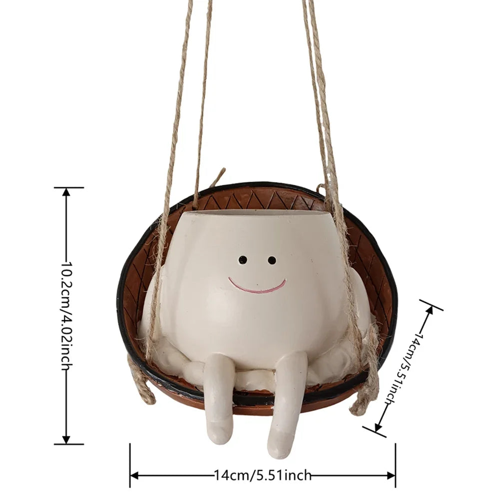 Plant Hanger Baskets Lovely Swing Face Planter Pot Succulent Flower Pots Balcony Wall Hanging Planter Decor Home Garden Supplies