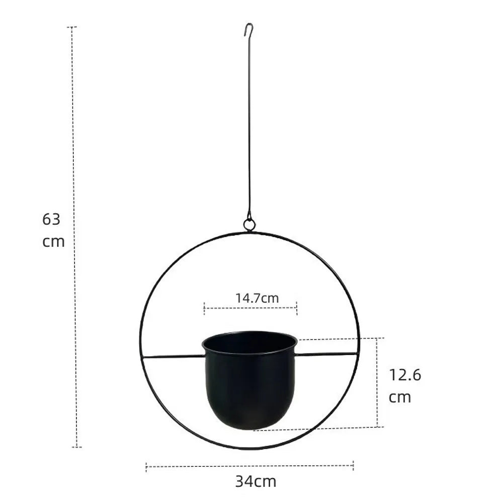 Simple and Modern Creative Hanging Wrought Iron Flowerpot Balcony Hanging Green Radish Succulent Plant Decoration