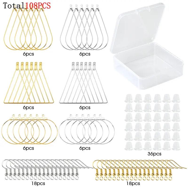 Alloy Accessories Jewelry Findings Set Earring Making Kit Lobster Clasp Open Jump Rings Repair Tools DIY Jewelry Making Supplies