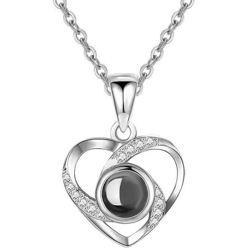 Projection Necklace 100 Languages I Love You Pendant Necklaces For Lover Girlfriend 2024 Creative Couple Romantic Jewelry Gifts