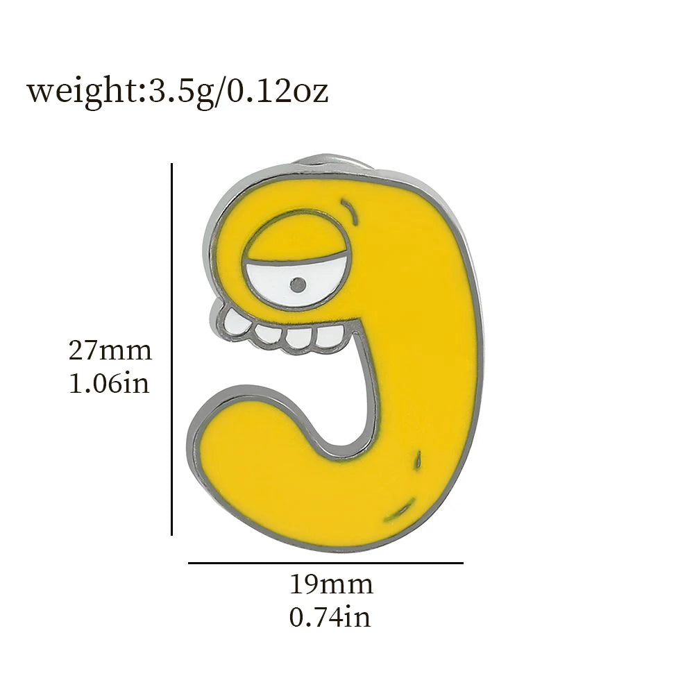 Cartoon 26 English Alphabet Shape Brooch Cute Metal Enamel Badge Clothing Backpack Lapel Pin Jewelry Accessories Gift