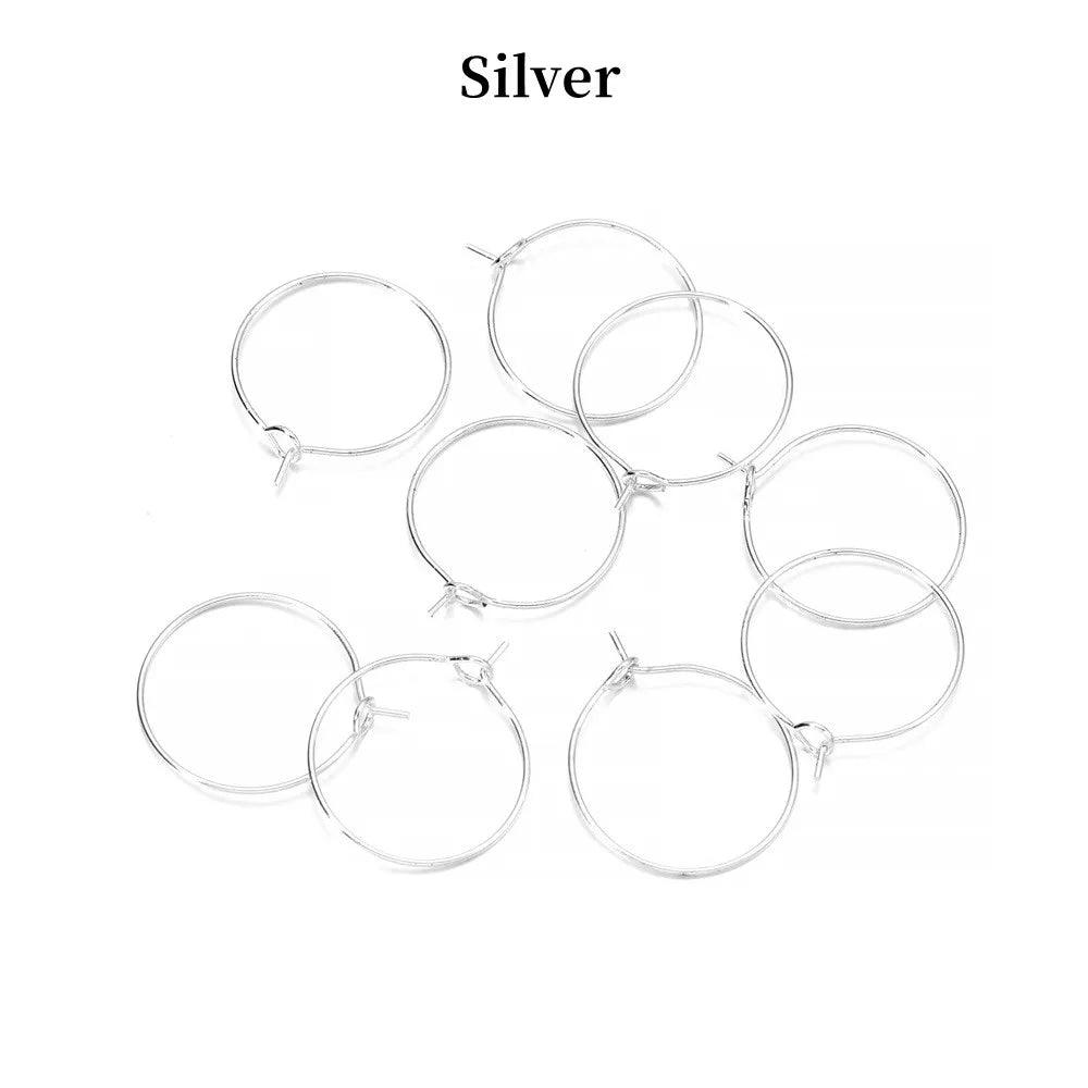20-50pcs/lot 20 25 30 35 mm  KC Gold Hoops Earrings Big Circle Ear Wire Hoops Earrings Wires For DIY Jewelry Making Supplies