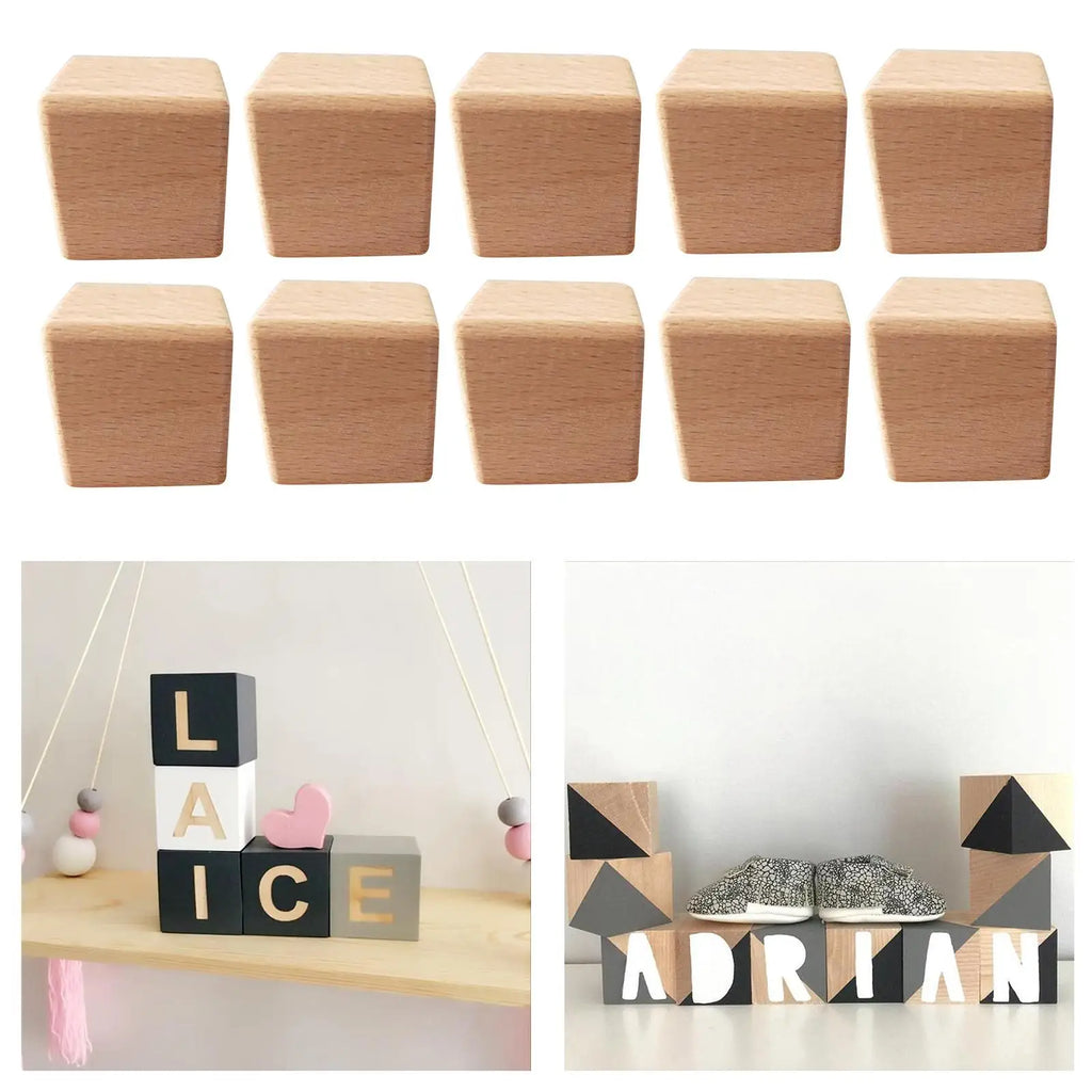 10 Pieces Wooden Cubes Square Unfinished Wooden Blocks,Natural Square Wooden Cubes for Painting, Crafting, Decorating