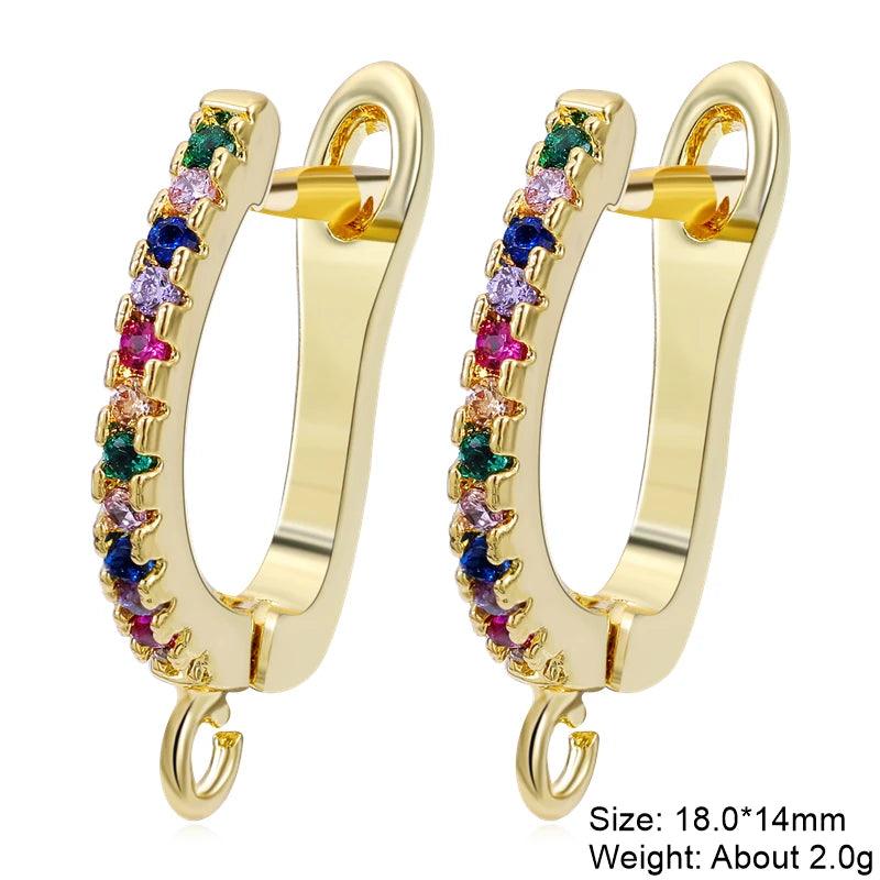Juya 18K Gold Plated Copper Material Anti-Allergy Earwire Fixture Earring Hook Clasps For DIY Women's Earring Making Accessories