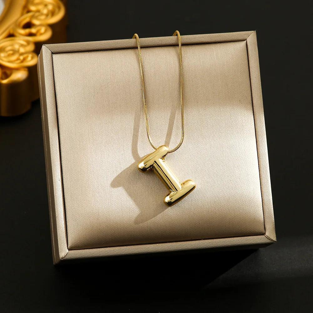 Hot Sale Stainless Steel 26 English Alphabet Necklace Pendant All-match Simple Clavicle Chain Jewelry