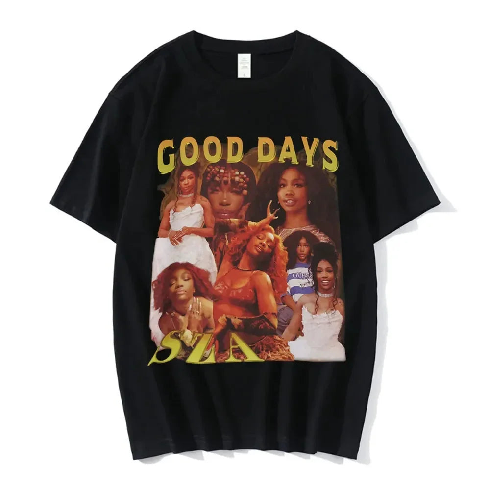 SZA Graphic Men T Shirts Cotton Hip Hop 90s Casual Oversized Streetwear Tees