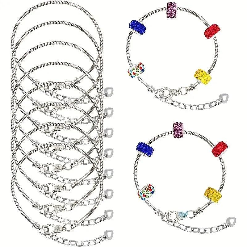 5pcs Gold Silver Bracelet Simple Delicate Snake Chain Bracelet for Women With Heart Lobster For Diy Original Bracelet