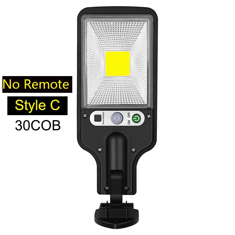 108 COB Sensor Street Lamp 3 Light Modes Outdoor Waterproof Security Solar Lamps for Garden Patio Path Remote Control Light