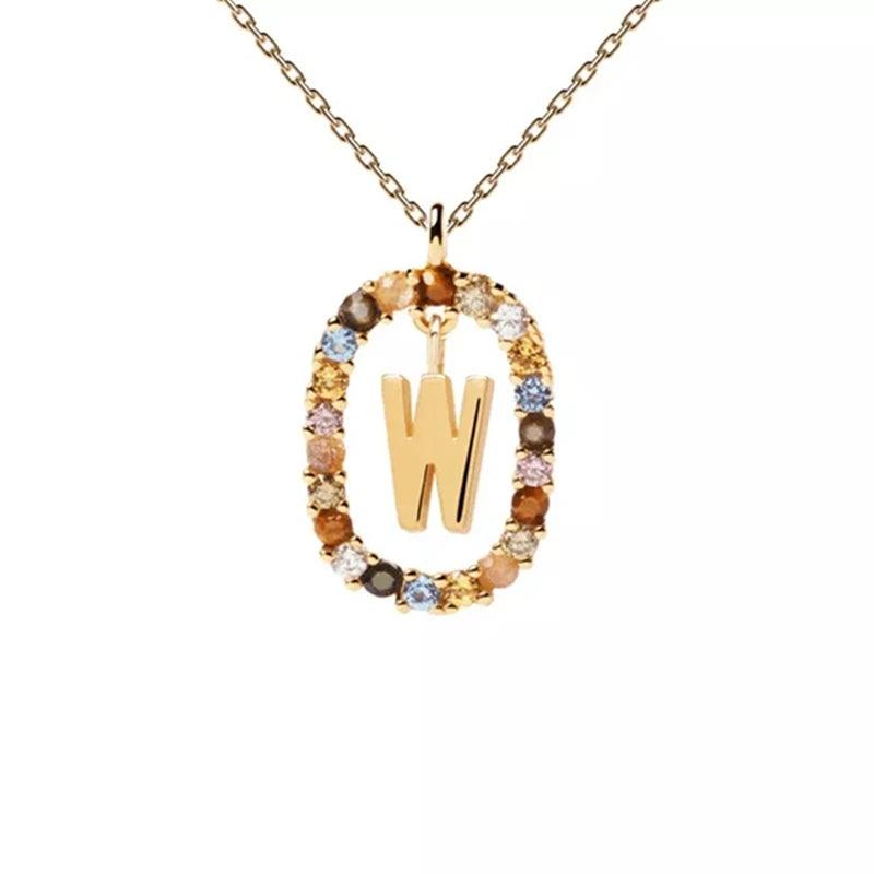 Fashion Hot Creative A-Z Letter Pendant Necklace For Woman Color Jewelry Sweet and Versatile Adjustable Chain Lobster Clasp