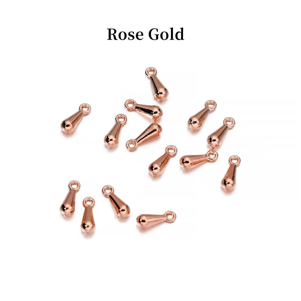 200pcs/ lot 2*7 3*9mm Gold Copper Water Drop End Beads For DIY Extender Chain Pendant Jewelry Making Findings Accessories