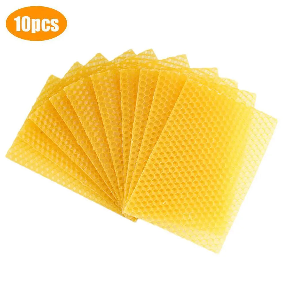 10pcs Beeswax Foundation Sheets for Making Natural Bees Wax Honeycomb Beekeeping Bee Base Honeycomb Pieces Making Tools