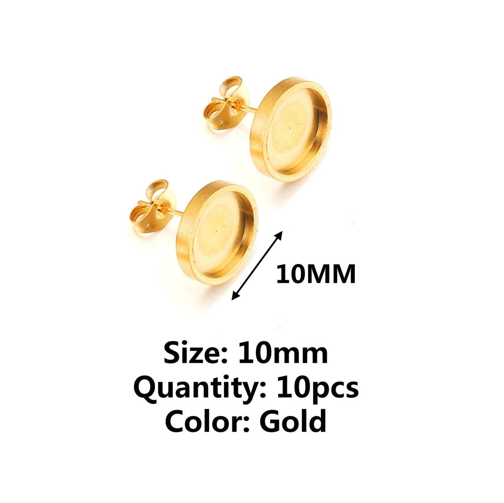 10/20pcs Blank Stud Earring Setting Stainless Steel Earring Back Cabochon Base Thick Bezels Earring for Resin DIY Jewelry Making