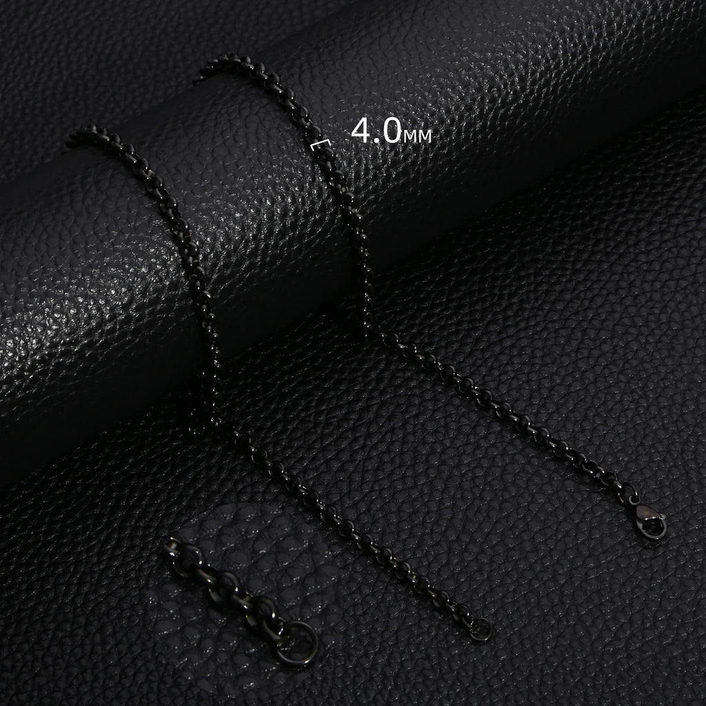 HIYEE Simple Fashion 2-5MM Wide Square BEADS NK Round Chain Necklaces for Men Women Stainless Steel Jewelry 45-70CM Length