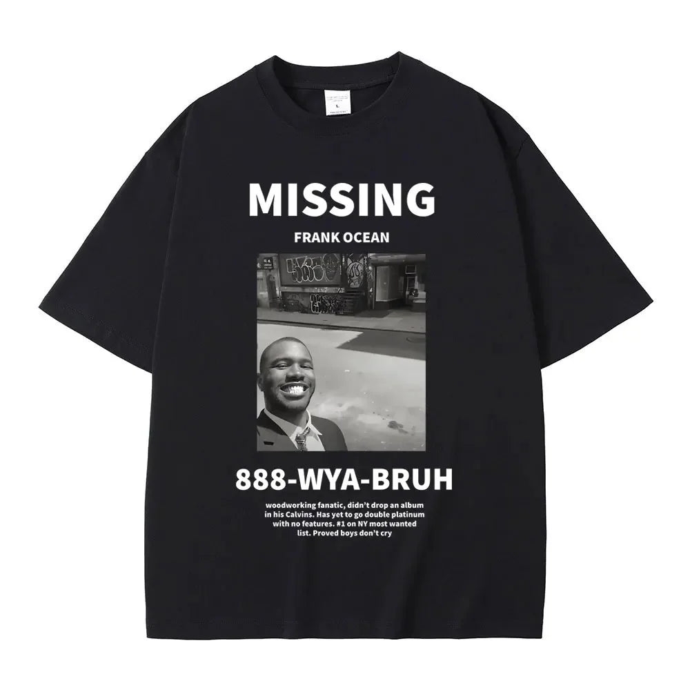 Rapper Frank Missing Graphic T Shirt Hip Hop Ocean Blond Album Summer Casual Tee Unisex O Neck Tops