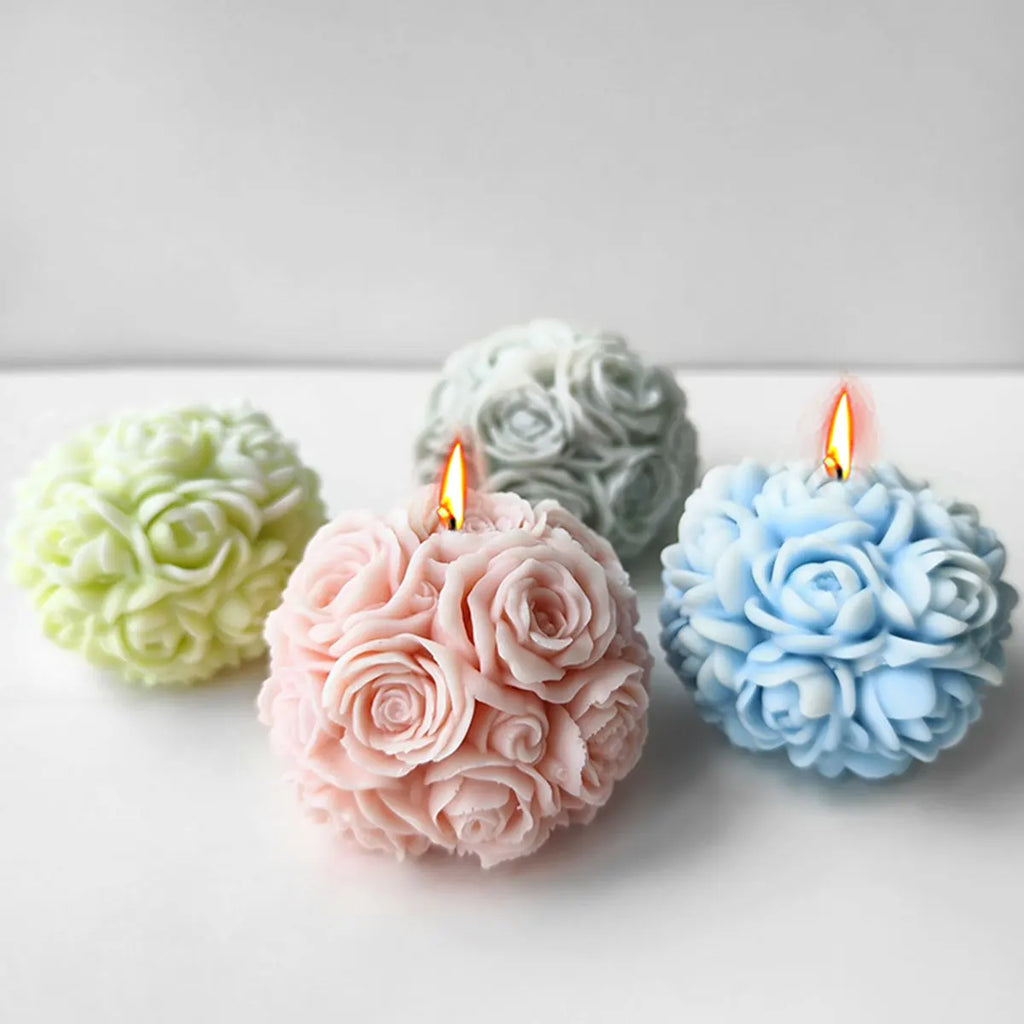 Hydrangea Candle Silicone Mold Rose Flower Soap Resin Mould Chocolate Ice Ball Making Set Candlelight Dinner Decor Wedding Gifts