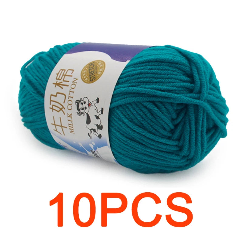 10 Pieces Milk Cotton Knitting Yarn Soft Warm Yarn for Hand Knitting and Crochet Projects