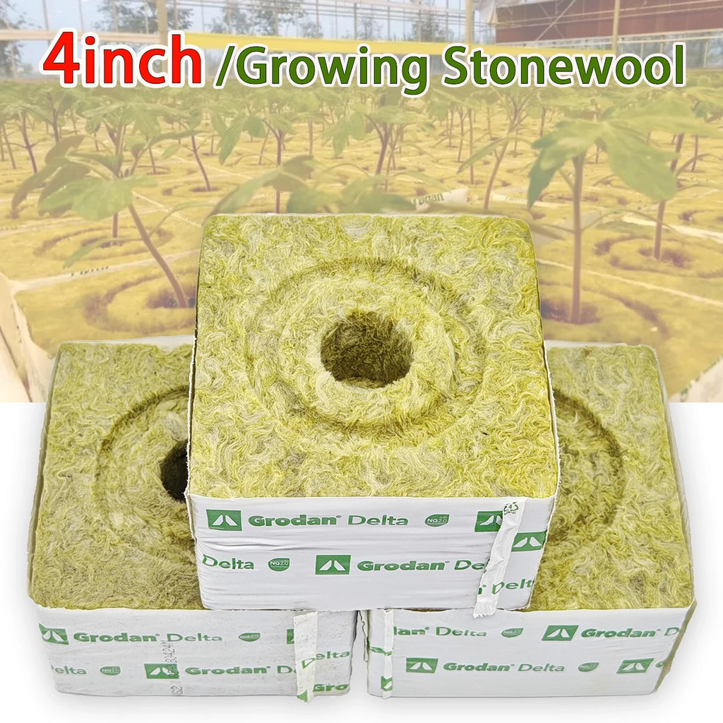 4in Stonewool Hydroponics Grow Media Cubes Plant Cubes Soilless Substrate Seeded Rock Wool Plug Seedling Block