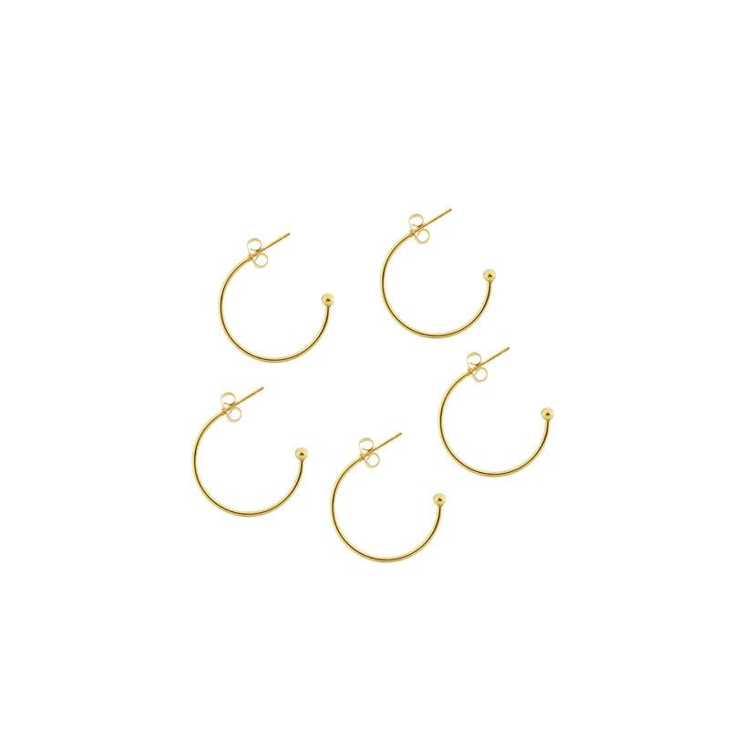 6 pcs/lot 15-25mm Stainless Steel C-shaped Ear Hoops Small Round Earrings Ear Wires Connector for DIY Jewelry Making  Supplies