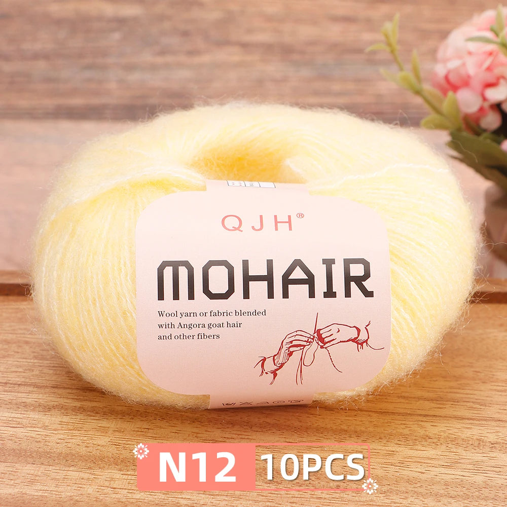 Soft Mohair Crochet Yarn Set 10 Pcs For DIY Knitting
