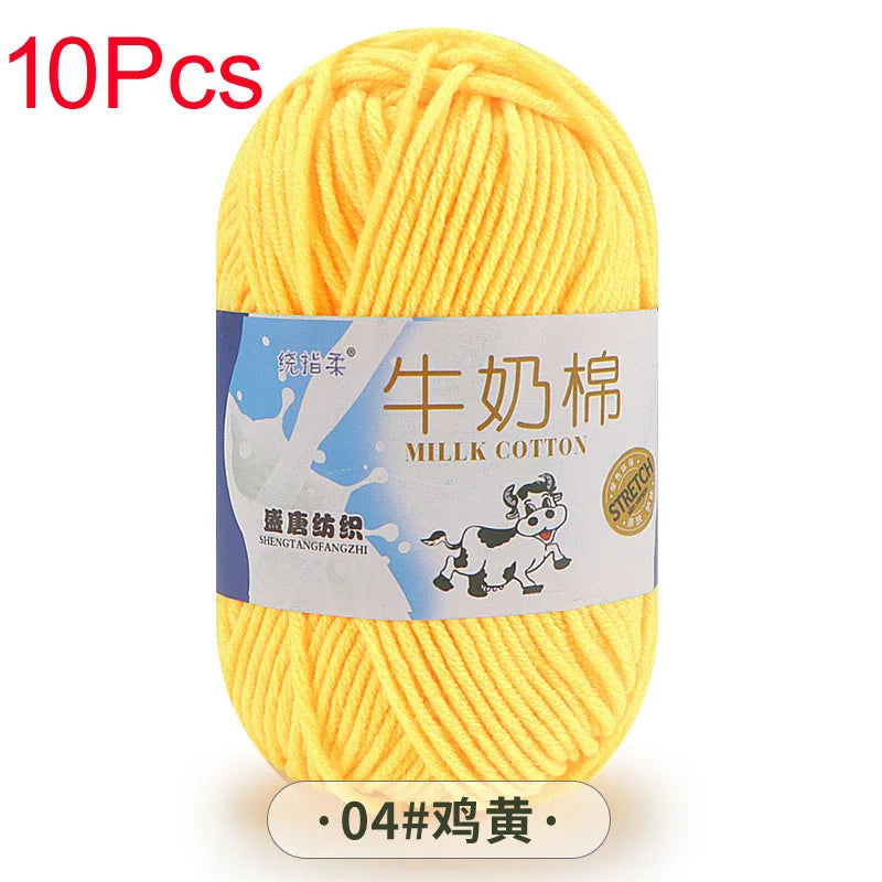 10 Piece Milk Cotton Yarn Knitting Wool for Hand Knitting and Crochet Soft Yarn for Scarves Hats and Sweaters