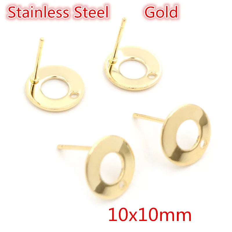 20pcs 316 Stainless Steel Geometric Polygonal Earring Stud Hooks Posts Connector For DIY Jewelry Making Supplies