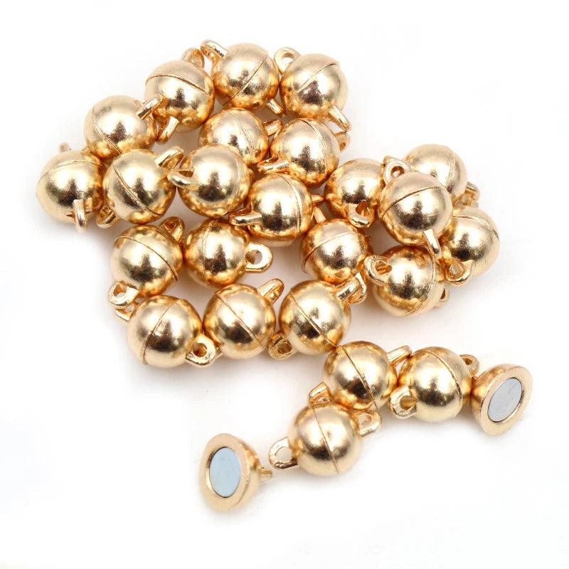 5 Sets  Love Heart Round Shaped Magnetic Connected Clasps Beads Charms End Caps for DIY Couple Bracelet Necklace Making