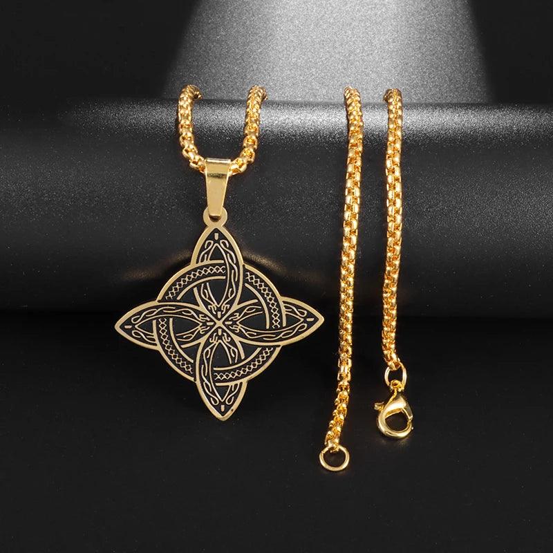 Trendy Witchcraft Witch Knot Necklace Celtic Irish Protection Knot Pendant Men Women Trending Amulets Jewelry Gifts