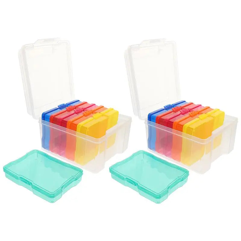 2 Sets Coloured Card Storage Box Household Photo Case Containers Seal Postcards Plastic Multi-functional Organizer Cases