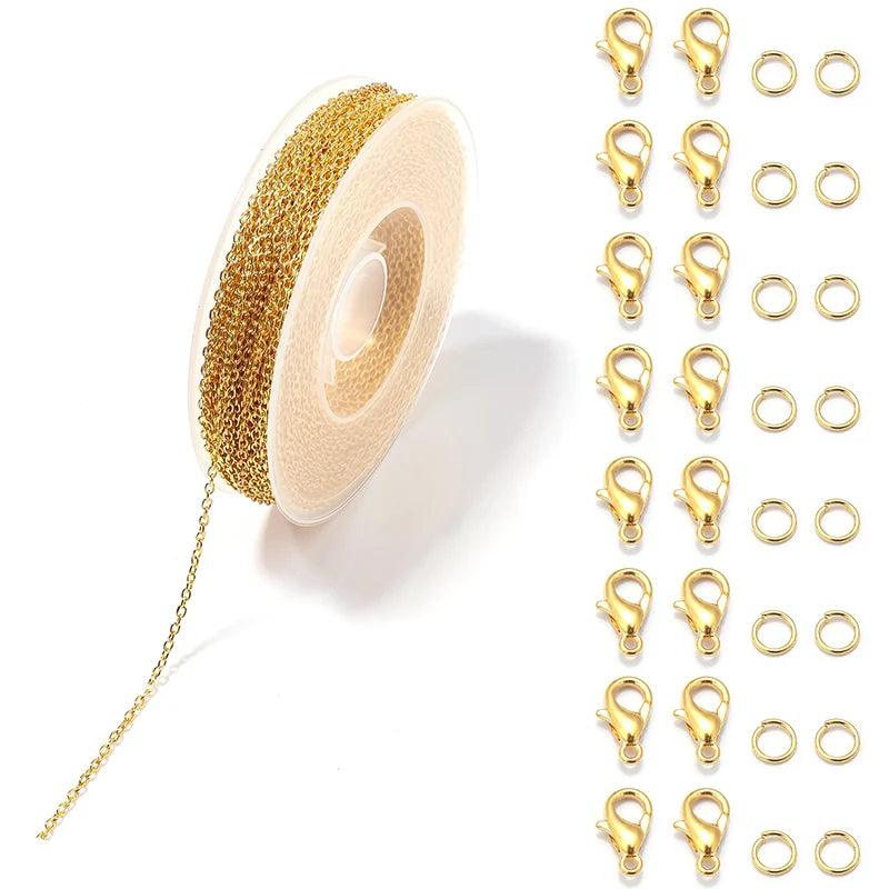 3 m/Roll Metal Iron Cross Chain Set Oval Link Chains Roll for Jewelry Making DIY Bracelet Necklace Decoration Metal Accessories